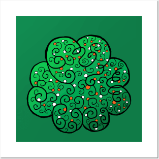 St Patrick's Day Four-Leaf Clover with Irish Vines Posters and Art